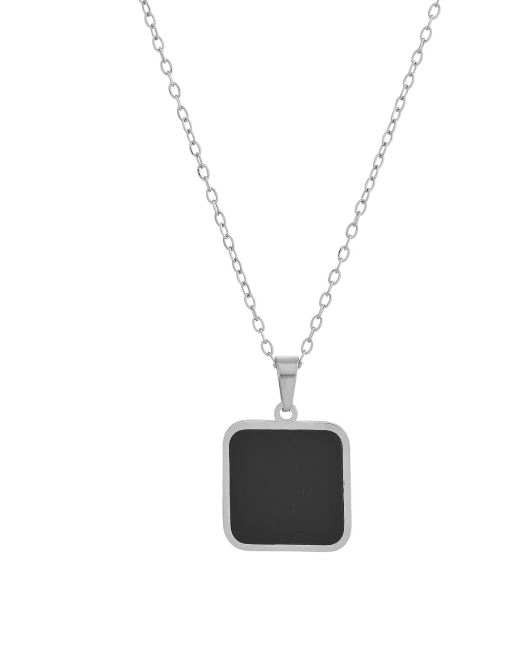 VOJ Men's Stainless Steel Silver Plated Chain With Square Shaped Pendant - Distacart