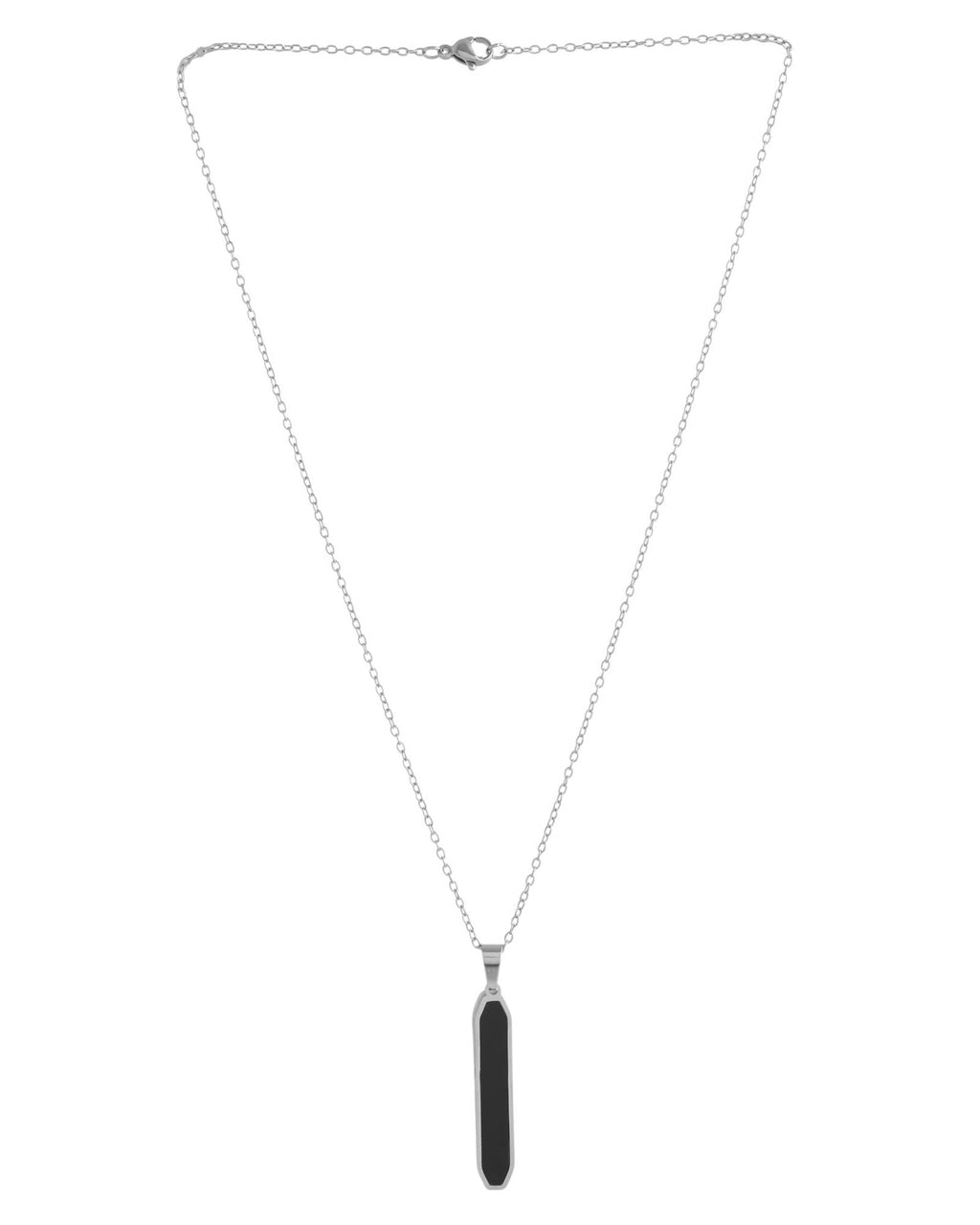 VOJ Men's Stainless Steel Silver Plated Chain With Geometrical Shaped Pendant - Distacart