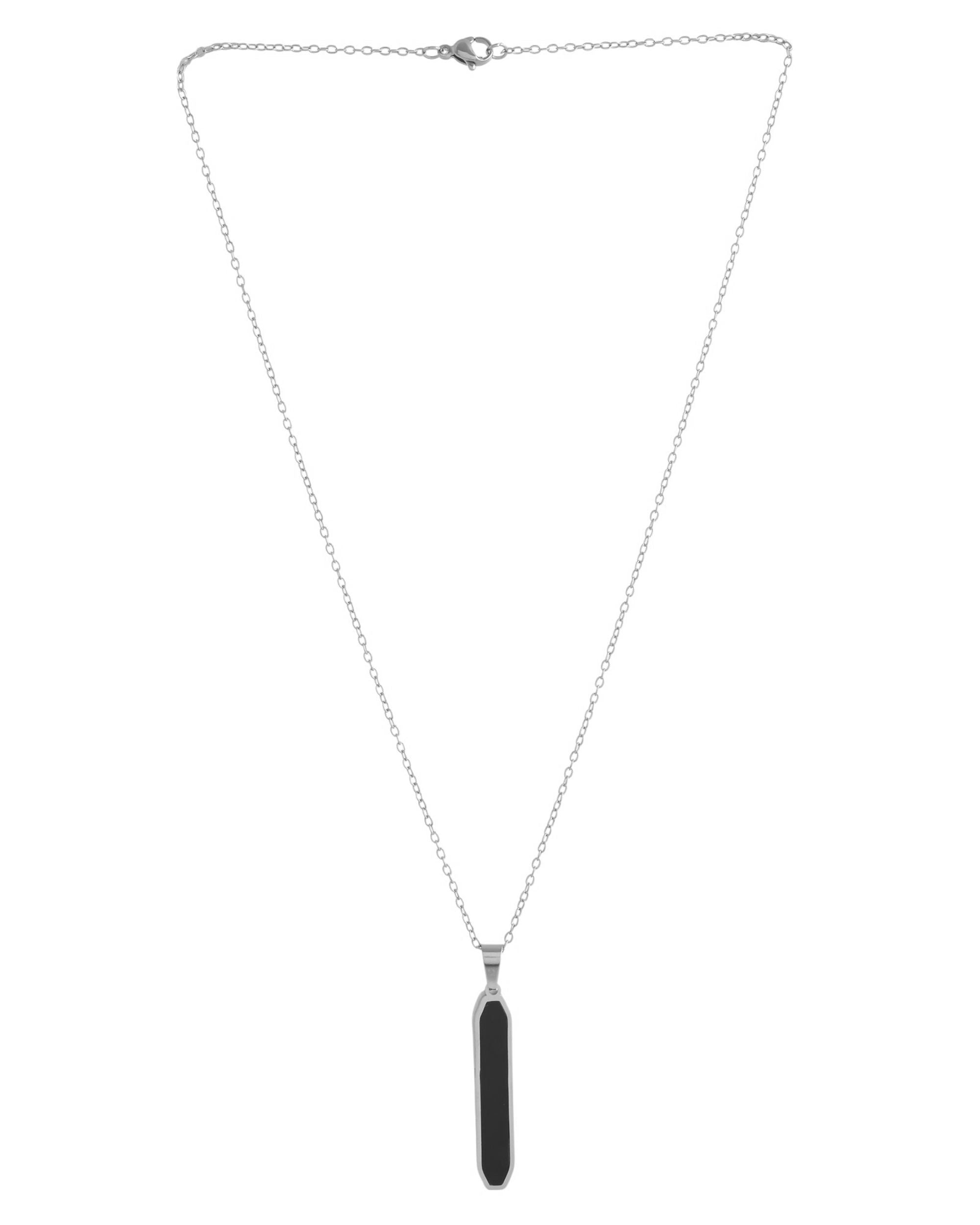 VOJ Men's Stainless Steel Silver Plated Chain With Geometrical Shaped Pendant - Distacart