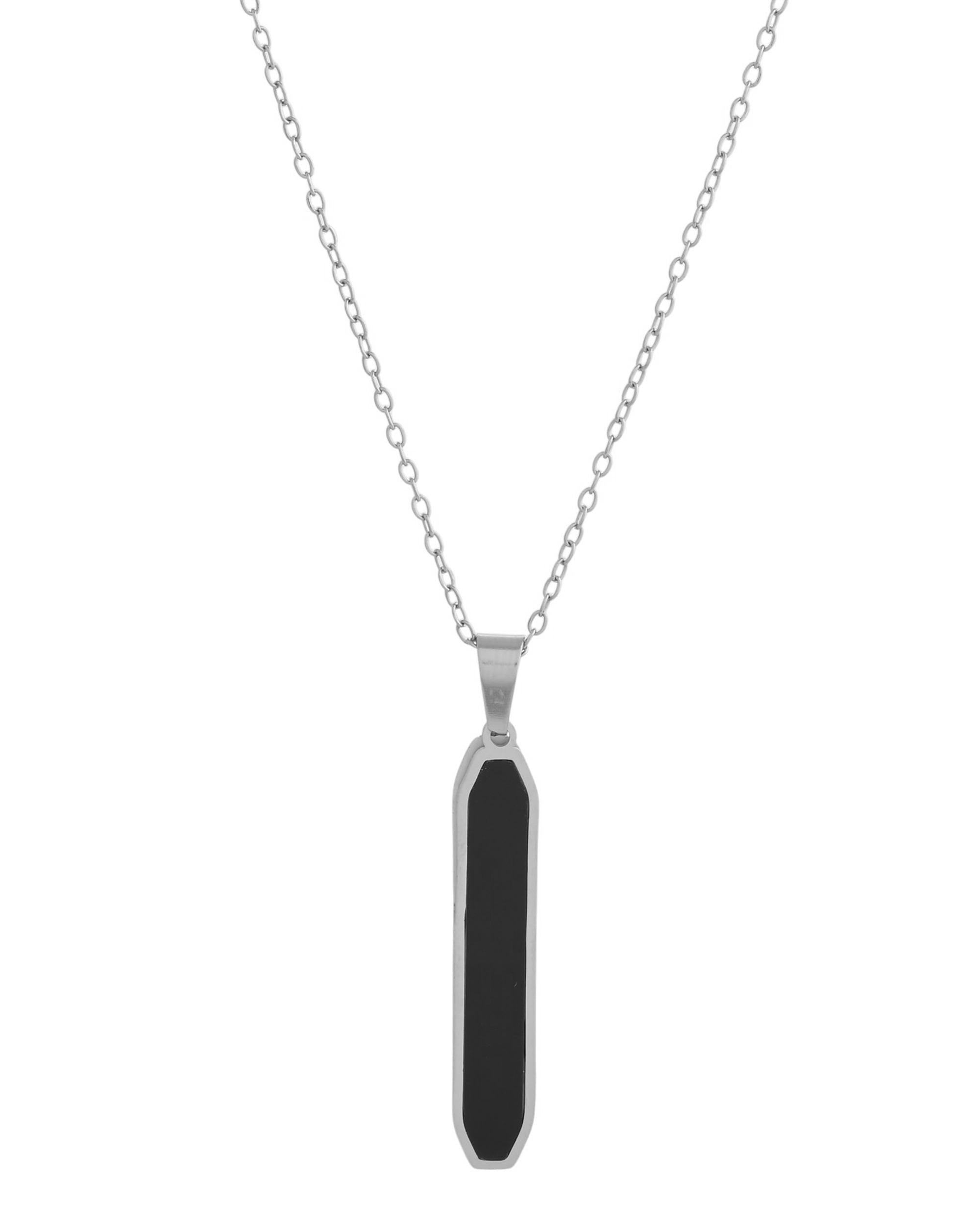 VOJ Men's Stainless Steel Silver Plated Chain With Geometrical Shaped Pendant - Distacart