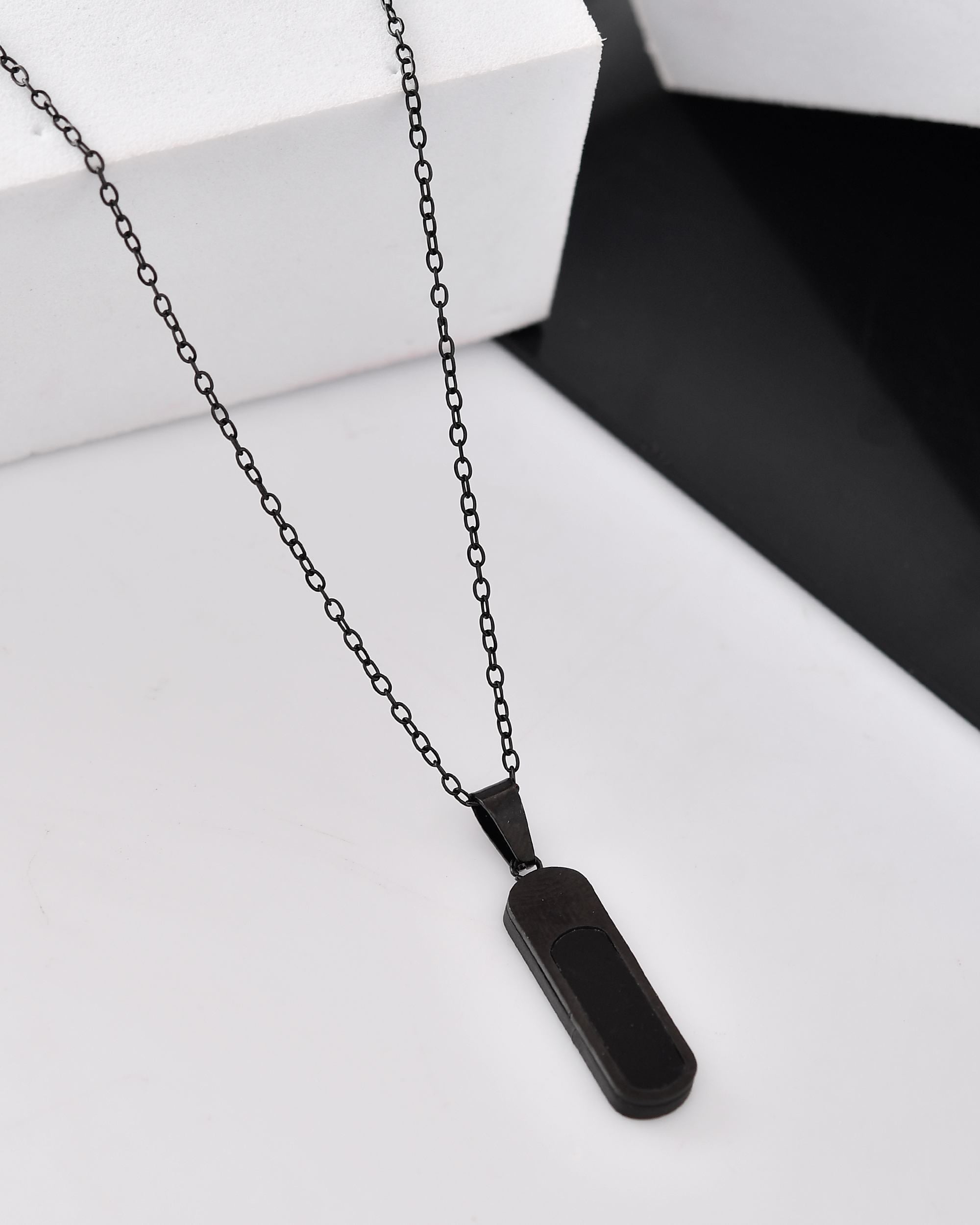 VOJ Men Stainless Steel Chain With Slab Pendant - Distacart