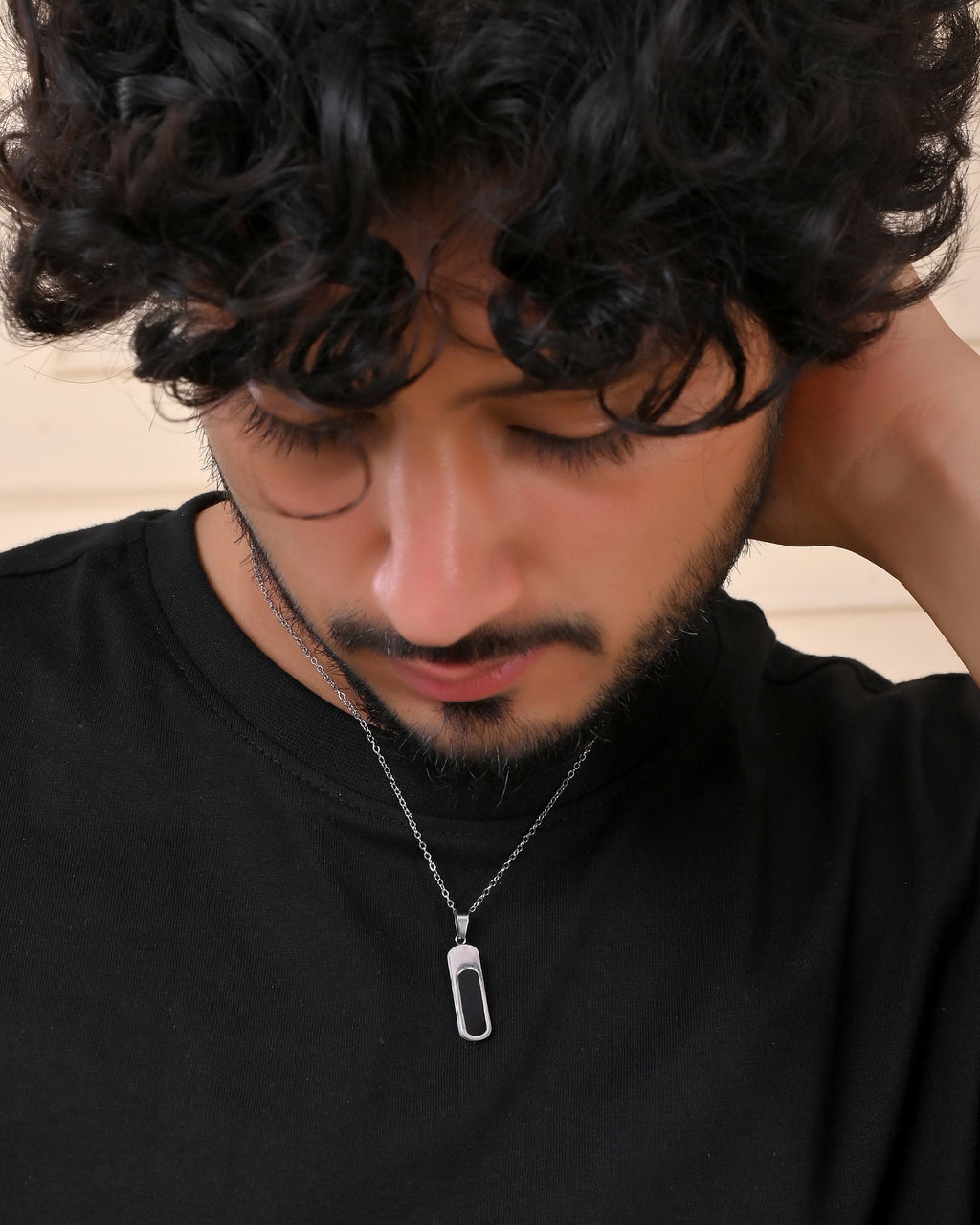 VOJ Men Silver-Plated Minimal Chain With Slab Pendant - Distacart
