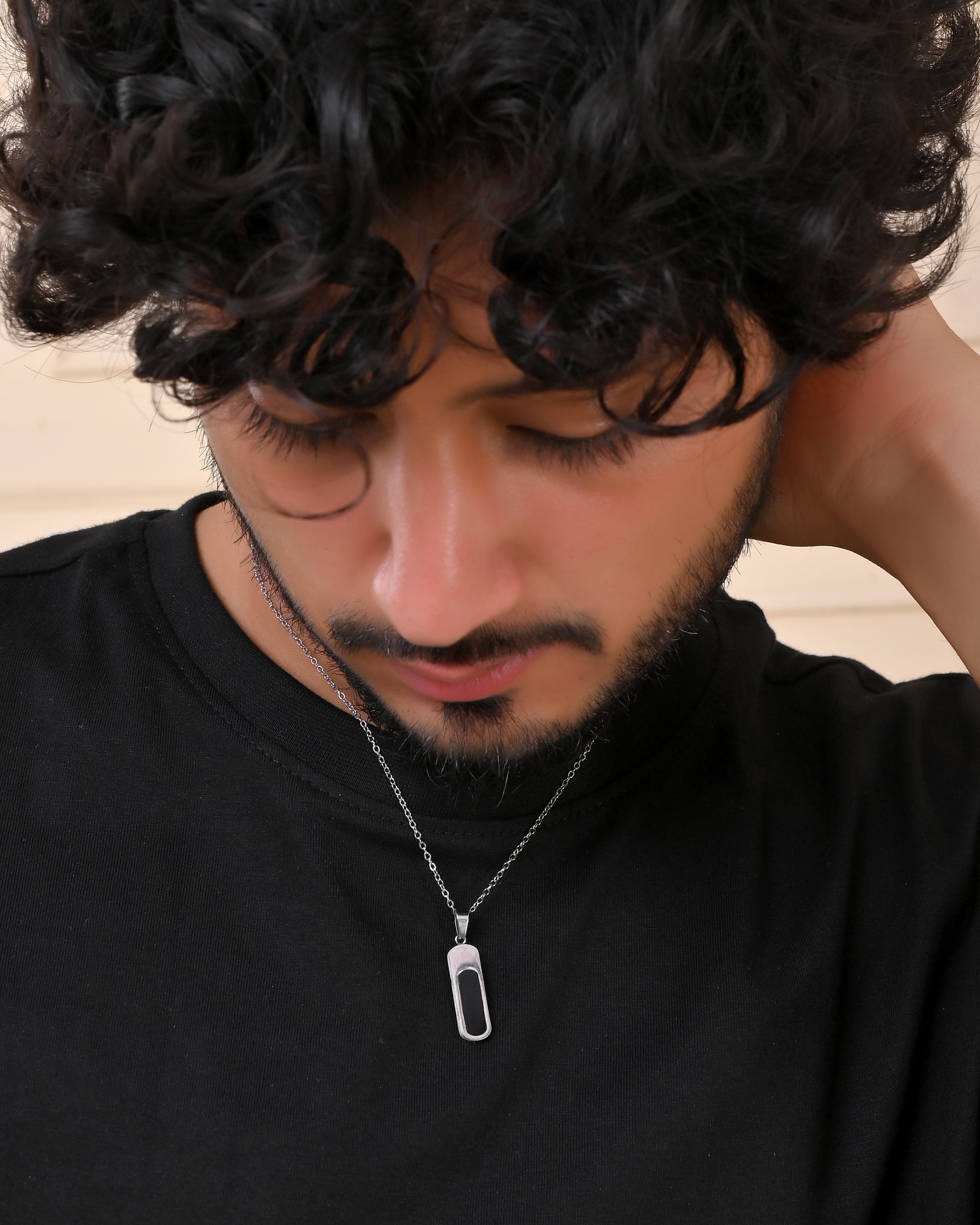 VOJ Men Silver-Plated Minimal Chain With Slab Pendant - Distacart