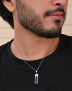 VOJ Men Silver-Plated Minimal Chain With Slab Pendant - Distacart