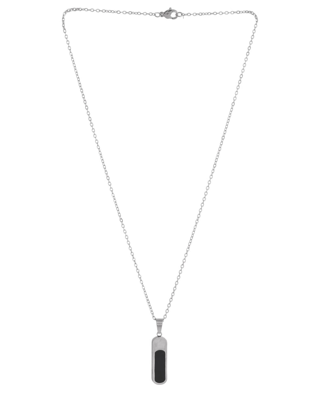 VOJ Men Silver-Plated Minimal Chain With Slab Pendant - Distacart