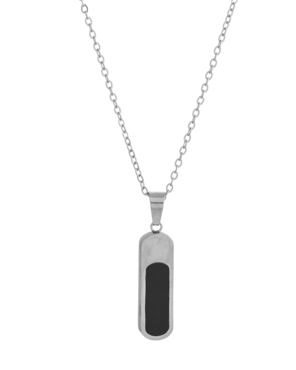VOJ Men Silver-Plated Minimal Chain With Slab Pendant - Distacart