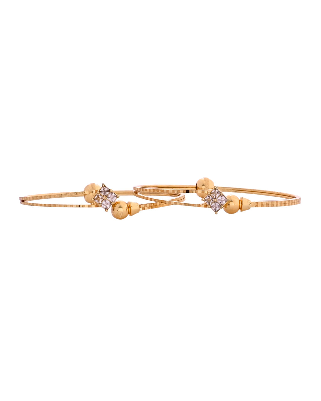 VOJ Set Of 2 Gold Polished Stone Studded Squares Shaped Bangles