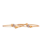 VOJ Set Of 2 Gold Polished Stone Studded Squares Shaped Bangles