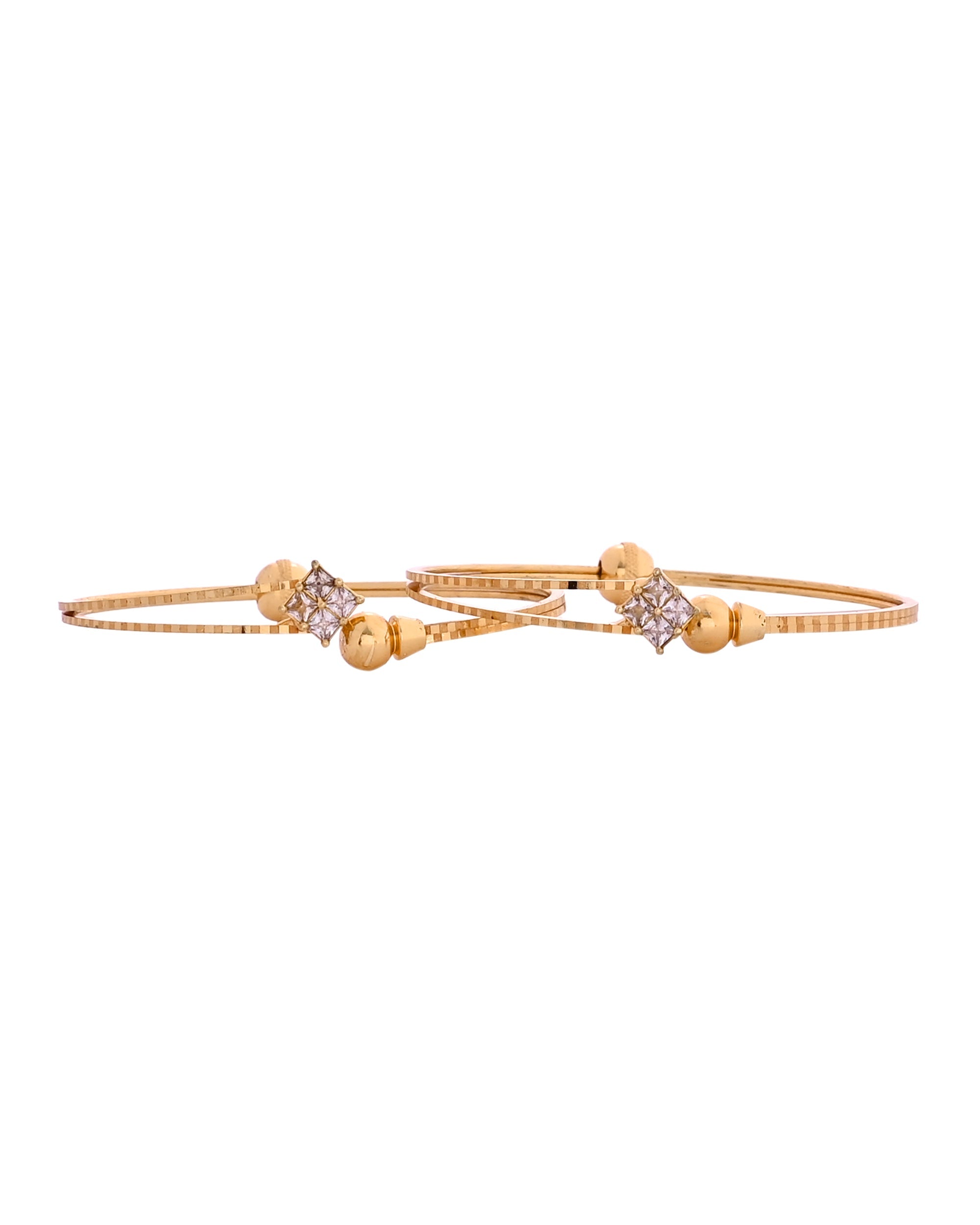 VOJ Set Of 2 Gold Polished Stone Studded Squares Shaped Bangles