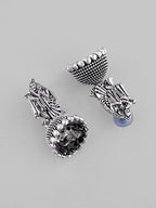 VOJ Kanha Studded Oxidised Silver Plated Contemporary Jhumka - Distacart