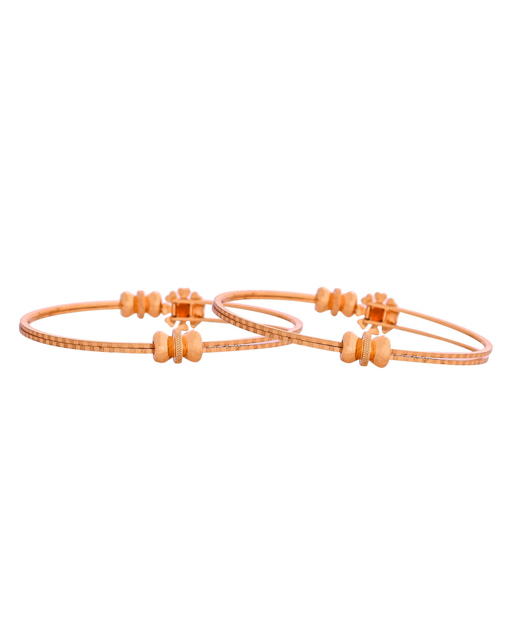 VOJ Set Of 2 Gold Polished Red Stone-Studded Bangles - Distacart