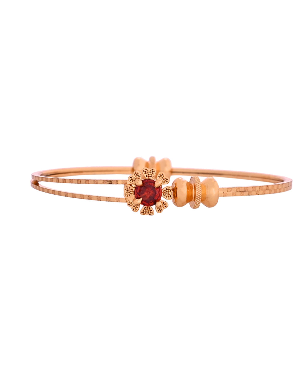 VOJ Set Of 2 Gold Polished Red Stone-Studded Bangles - Distacart