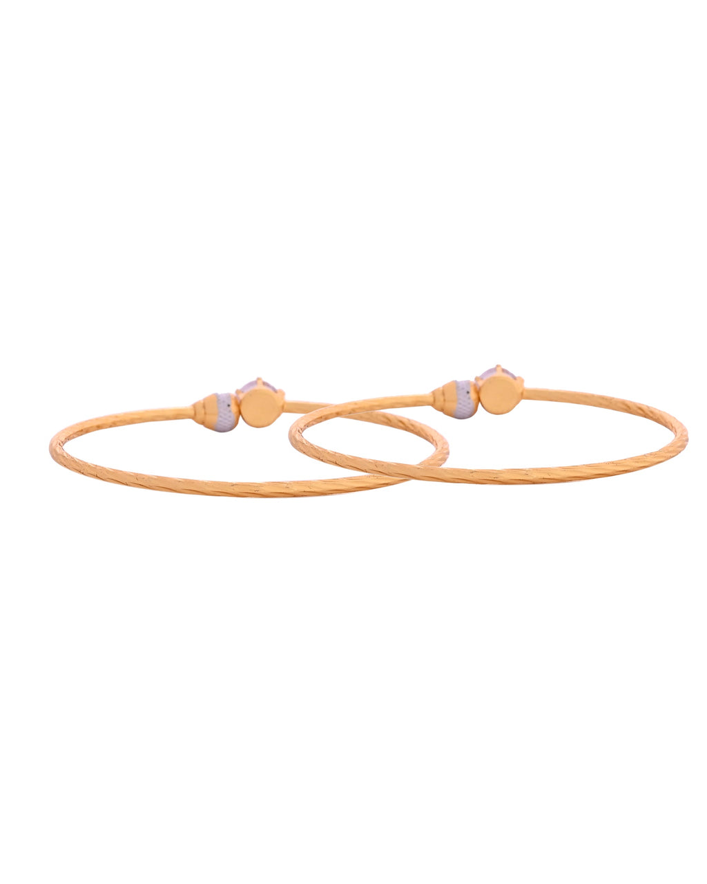 VOJ Set Of 2 Gold Polished Stone-Studded Bangles