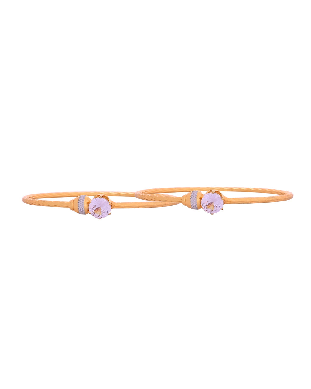 VOJ Set Of 2 Gold Polished Stone-Studded Bangles