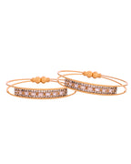VOJ Set Of 2 Gold Polished Stone Studded Bangles