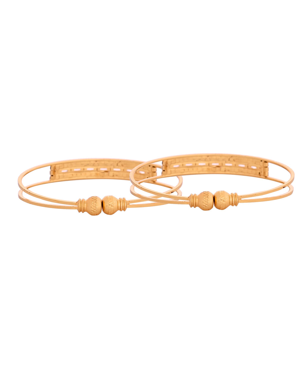 VOJ Set Of 2 Gold Polished Stone Studded Bangles