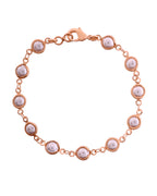 VOJ Rose Gold Polished Pearl Studded Bracelet - Distacart