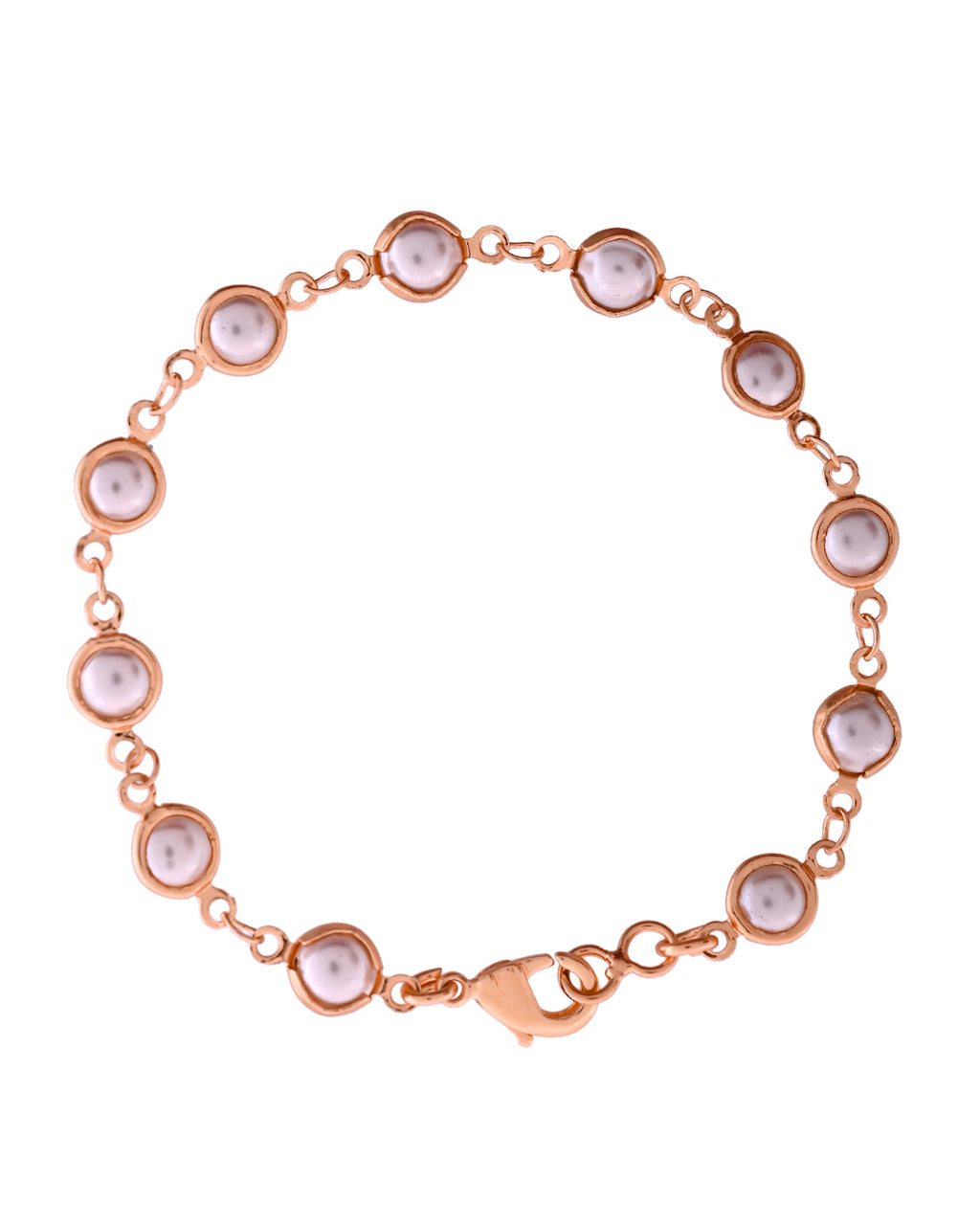 VOJ Rose Gold Polished Pearl Studded Bracelet - Distacart