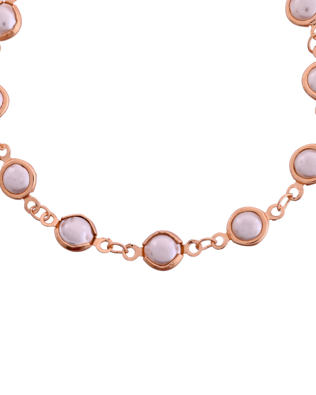 VOJ Rose Gold Polished Pearl Studded Bracelet - Distacart