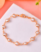 VOJ Rose Gold Polished Pearl Studded Bracelet - Distacart