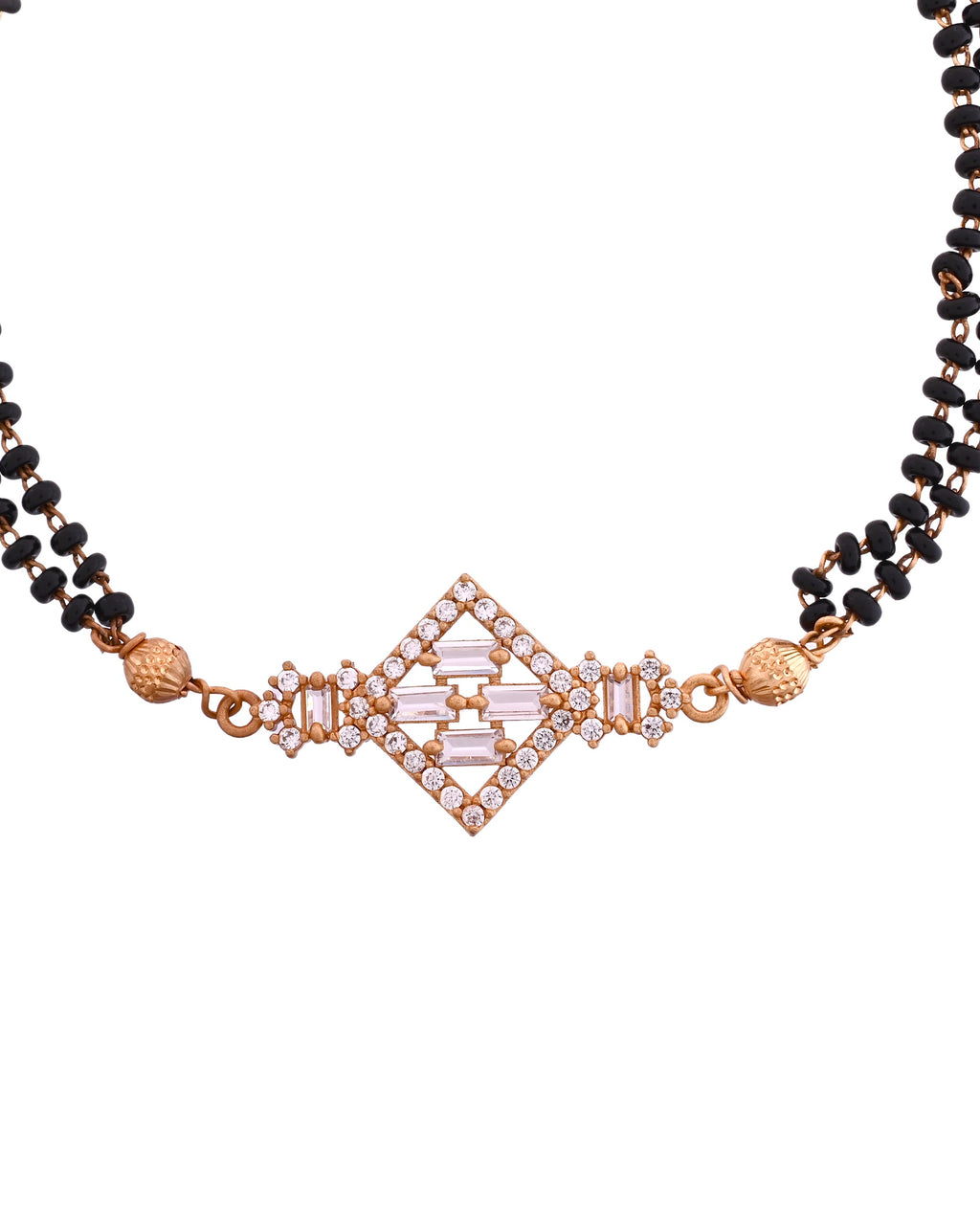 VOJ Gold Polished AD Studded Circular Hand MangalSutra