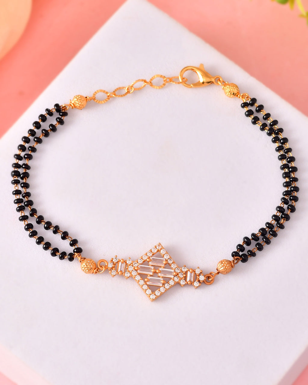VOJ Gold Polished AD Studded Circular Hand MangalSutra