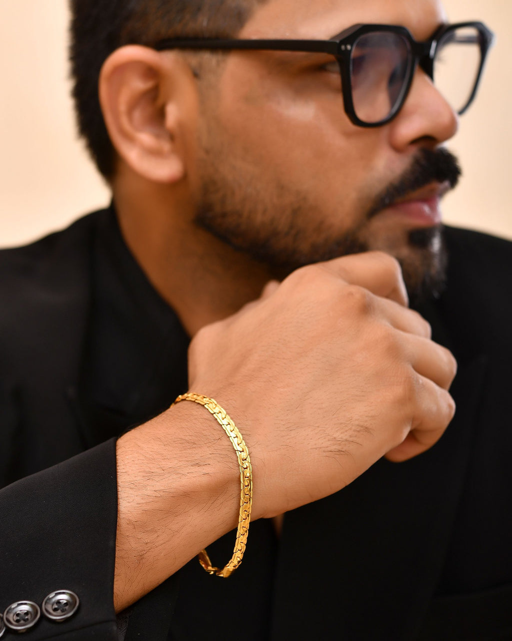 VOJ Gold Polished Designer Handcrafted Bracelet - Distacart