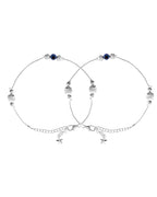 VOJ Set of 2 Silver Plated Handcrafted Evil Eye Anklet