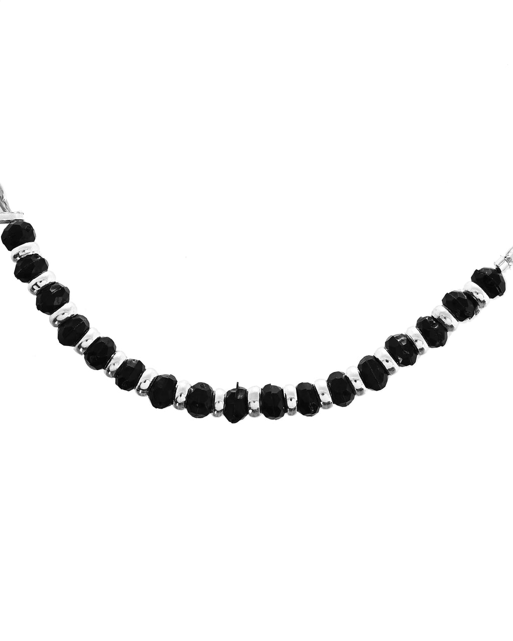 VOJ Set Of 2 Silver-Plated Artificial Beads Stainless Steel Anklet