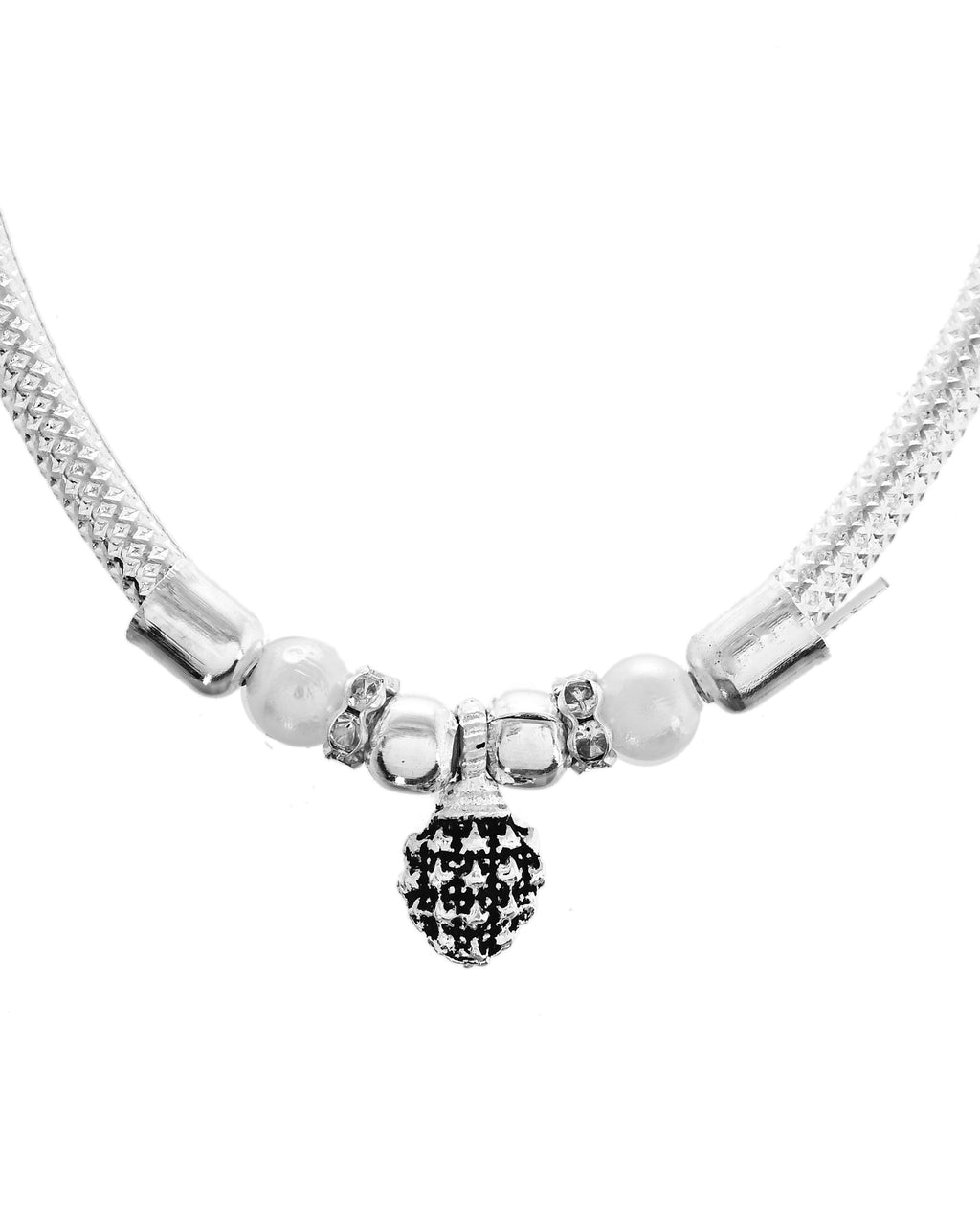 VOJ Set of 2 Silver Plated Stainless Steel Elasticated Anklet - Distacart