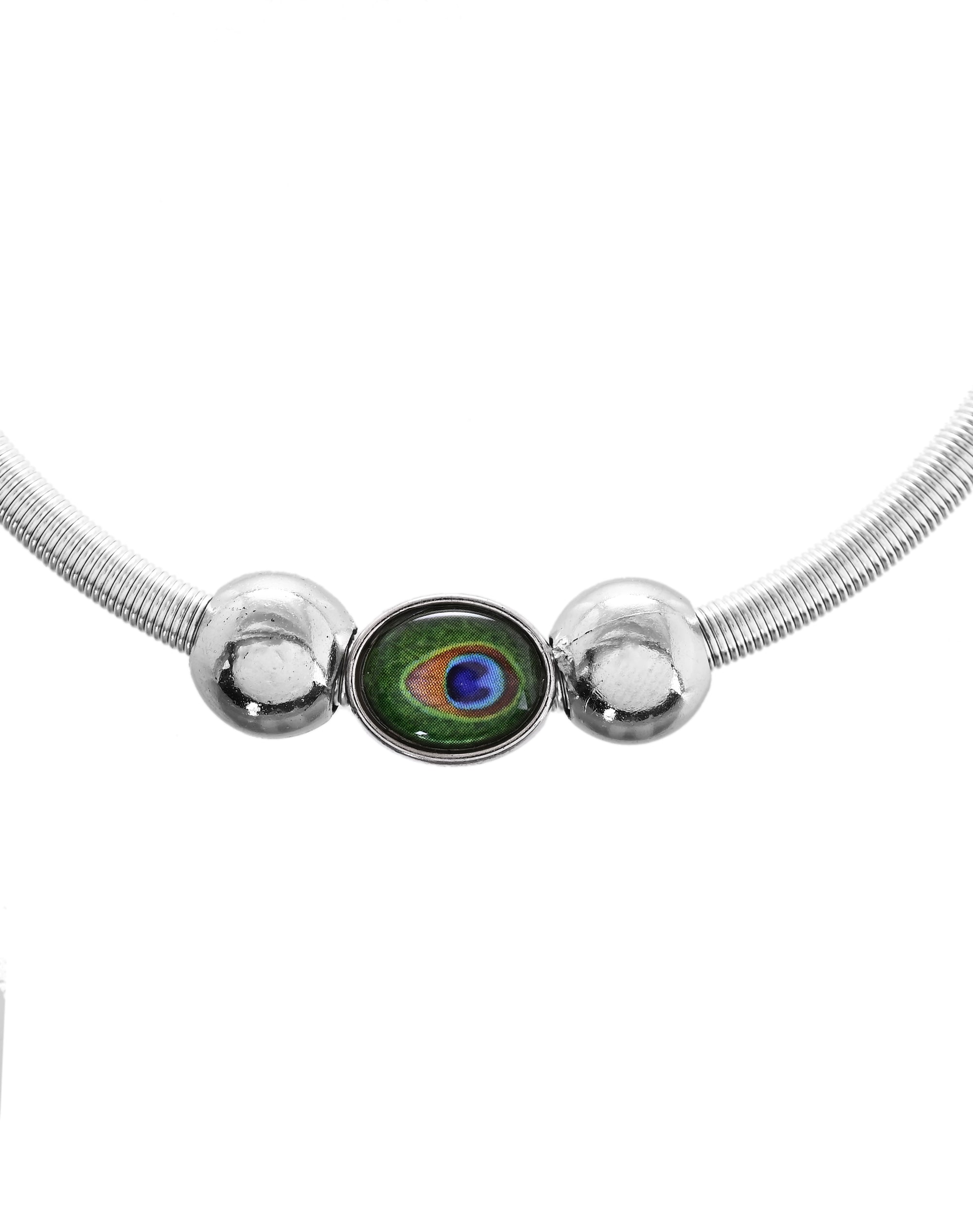 VOJ Set of 2 Silver Plated Elasticated Evil Eye Anklet - Distacart