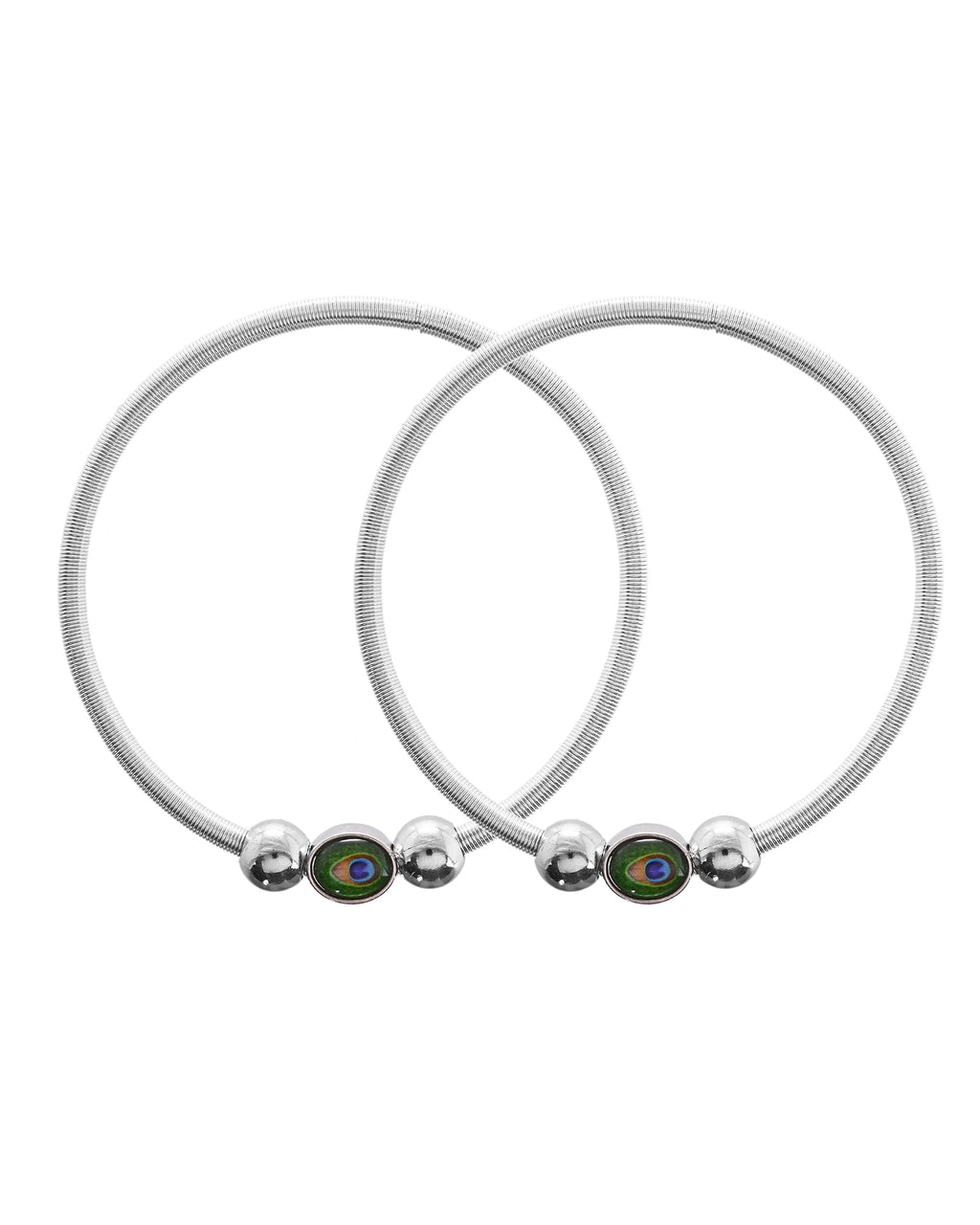 VOJ Set of 2 Silver Plated Elasticated Evil Eye Anklet - Distacart