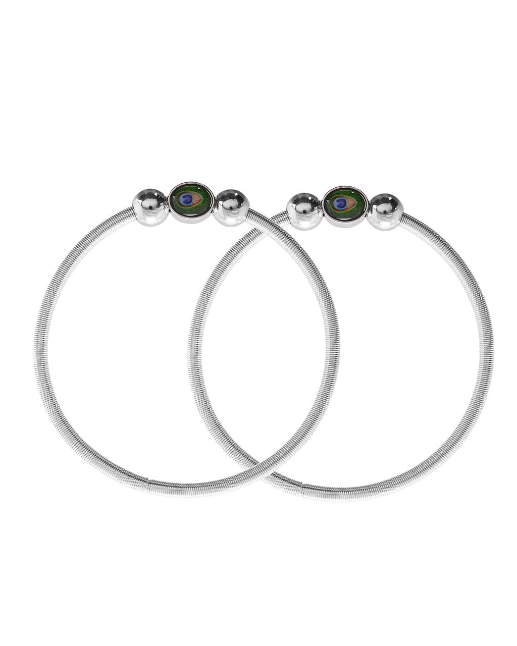 VOJ Set of 2 Silver Plated Elasticated Evil Eye Anklet - Distacart