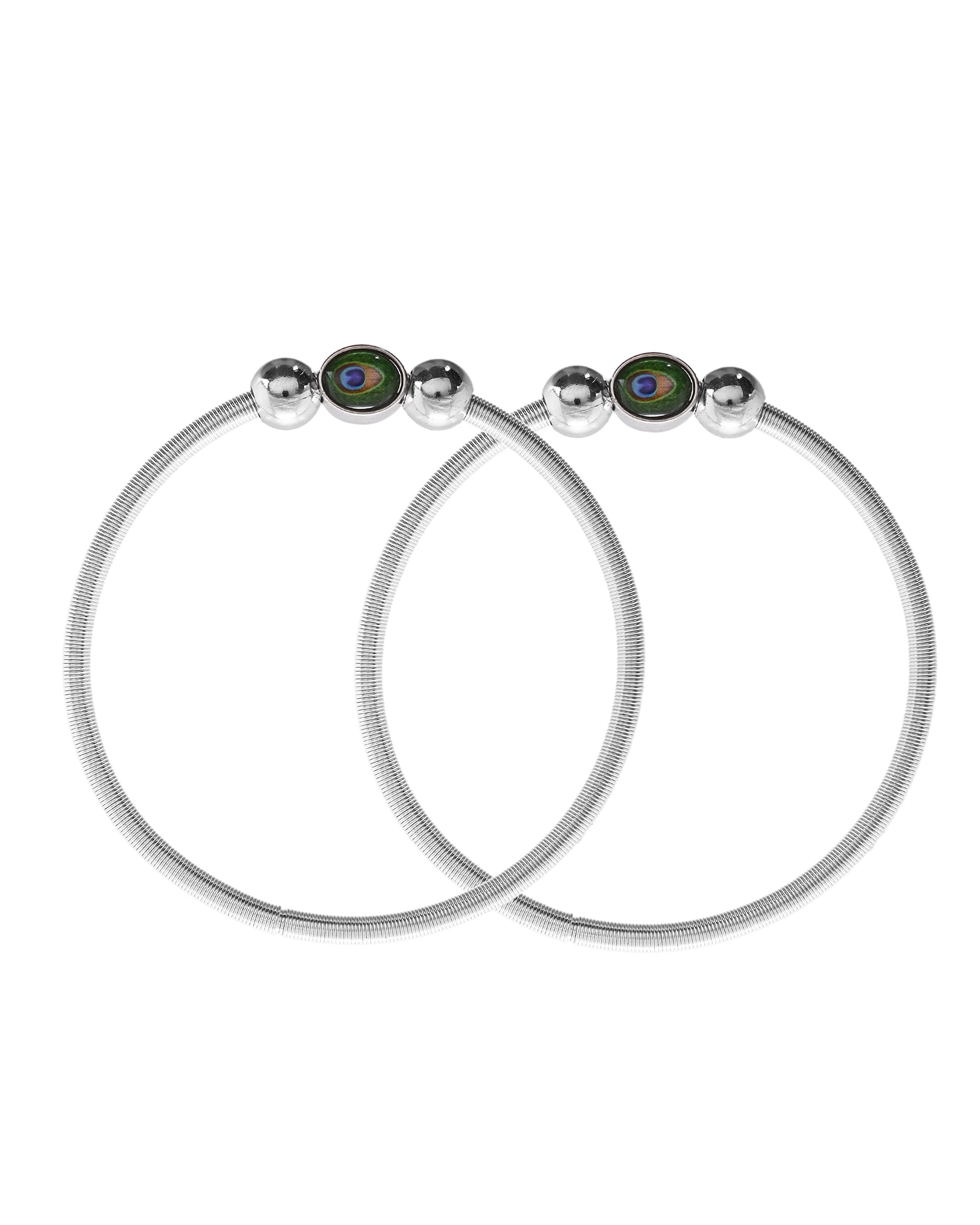 VOJ Set of 2 Silver Plated Elasticated Evil Eye Anklet - Distacart