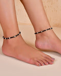 VOJ Set of 2 Silver Plated Artificial Beads Studded Anklet