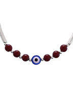 VOJ Set of 2 Silver Plated Artificial Beads Studded Evil Eye Anklet - Distacart