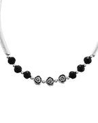 VOJ Set of 2 Silver Plated Black Artificial Beads Studded Anklet