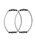 VOJ Set of 2 Silver Tone Stainless Steel Artificial Beads Elasticated Anklet