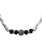 VOJ Set of 2 Silver Tone Stainless Steel Artificial Beads Elasticated Anklet