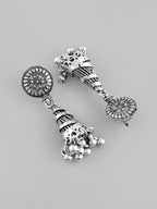 VOJ Oxidised Silver Plated Contemporary Jhumka - Distacart