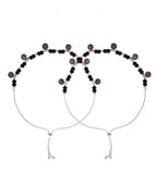VOJ Set of 2 Stainless Steel Artificial Beads Anklet