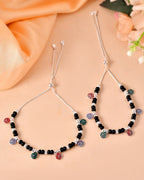 VOJ Set of 2 Stainless Steel Artificial Beads Anklet