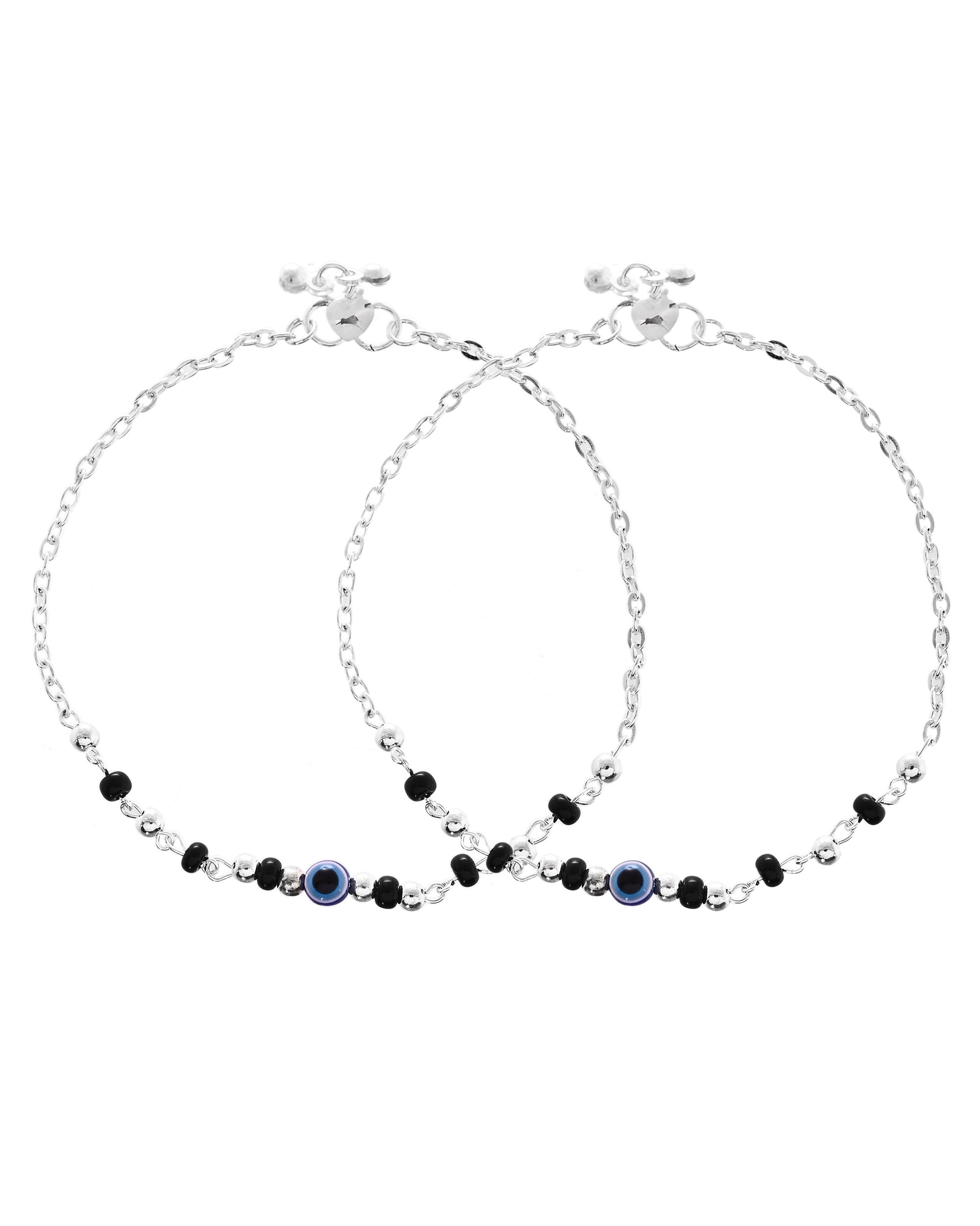 VOJ Set of 2 Stainless Steel Evil Eye Anklet - Distacart