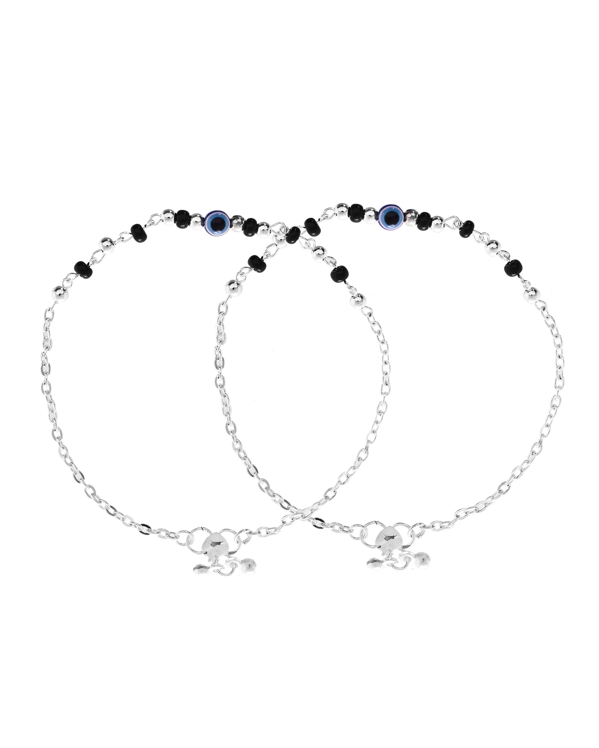 VOJ Set of 2 Stainless Steel Evil Eye Anklet - Distacart