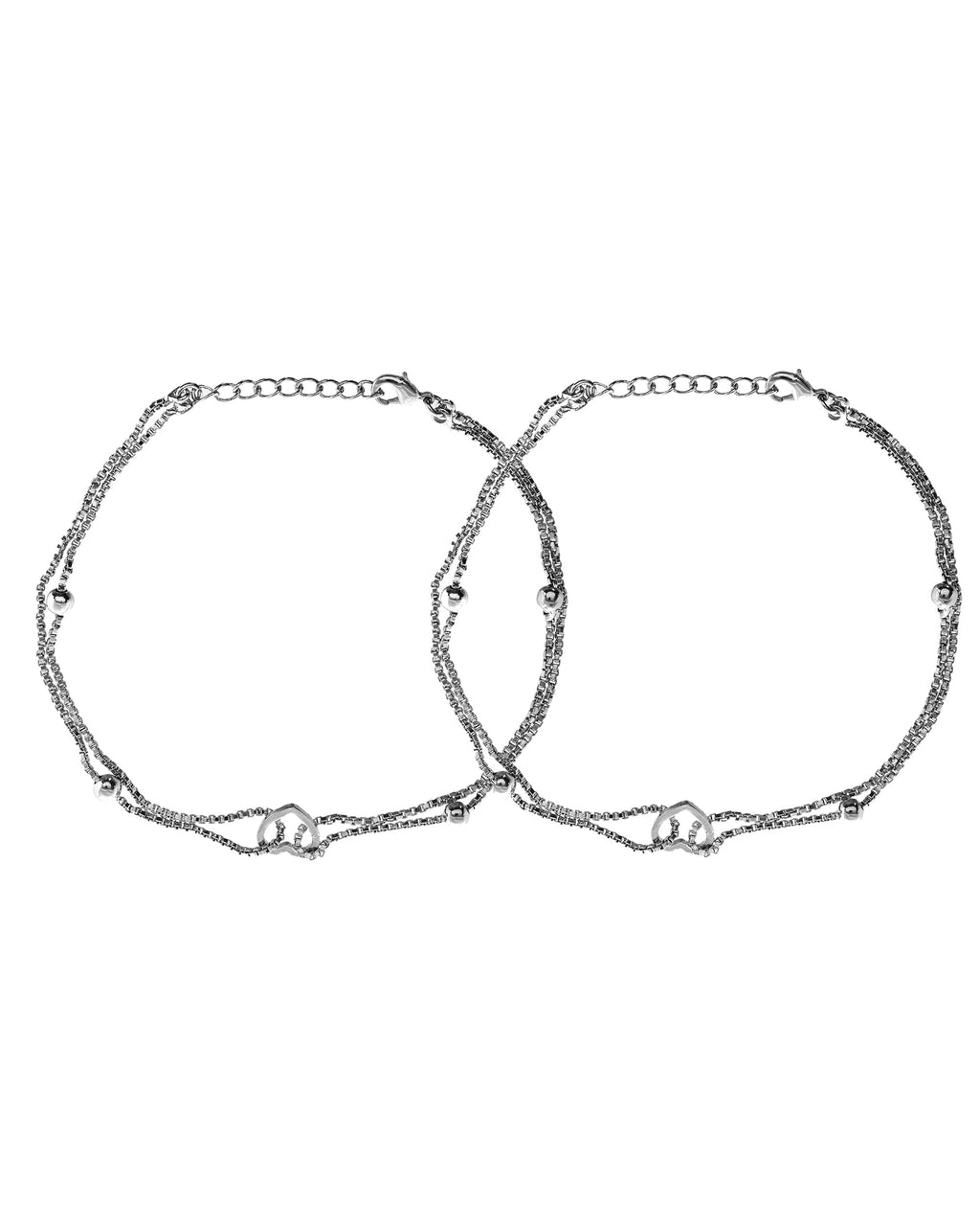 VOJ Set of 2 Stainless Steel Handcrafted Anklet - Distacart