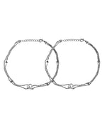 VOJ Set of 2 Stainless Steel Handcrafted Anklet - Distacart