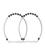 VOJ Set of 2 Evil Eye Bead Studded Stainless Steel Anklet