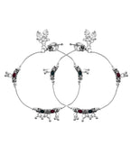 VOJ Set of 2 Silver Toned Meenakari Designed Stainless Steel Anklet - Distacart