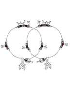 VOJ Set of 2 Silver Toned Meenakari Designed Stainless Steel Anklet - Distacart