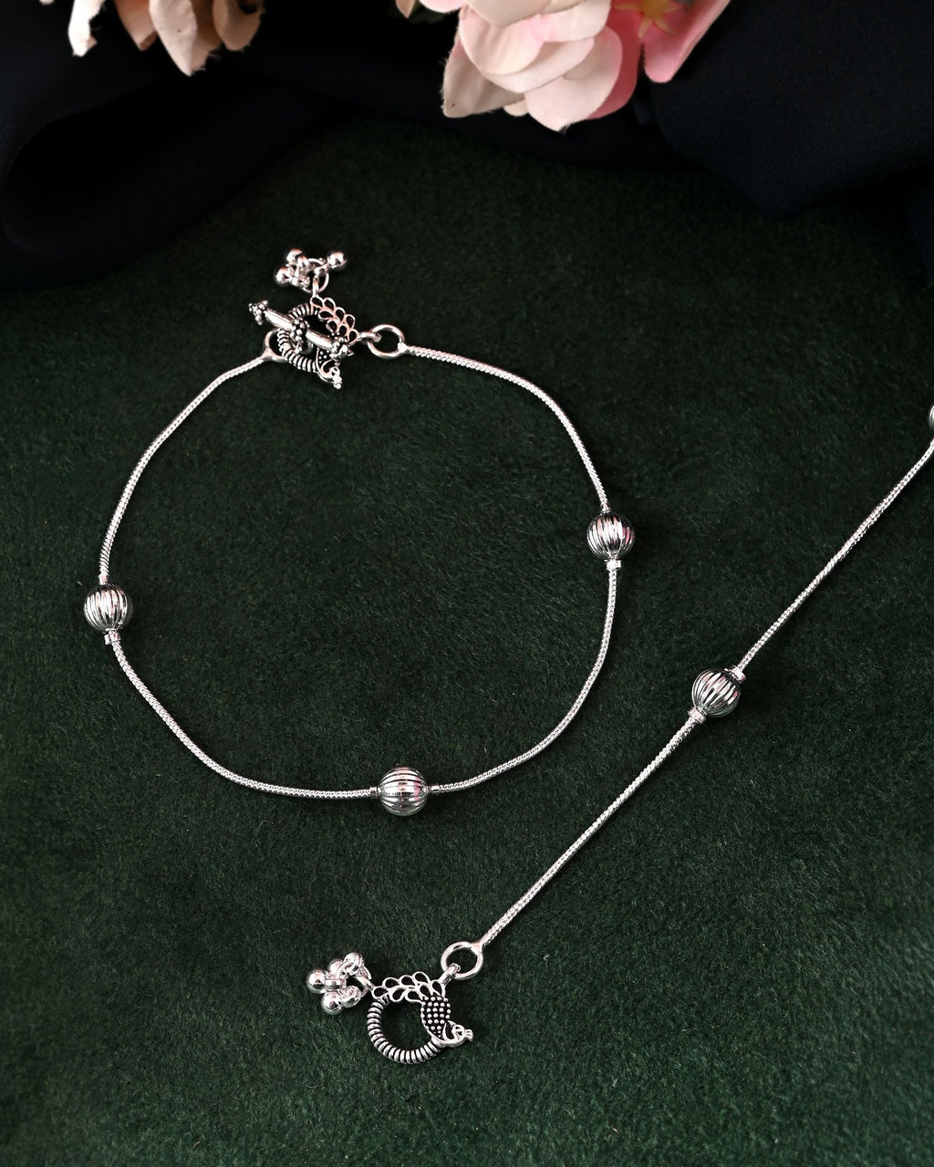 VOJ Set of 2 Stainless Steel Designer Anklet